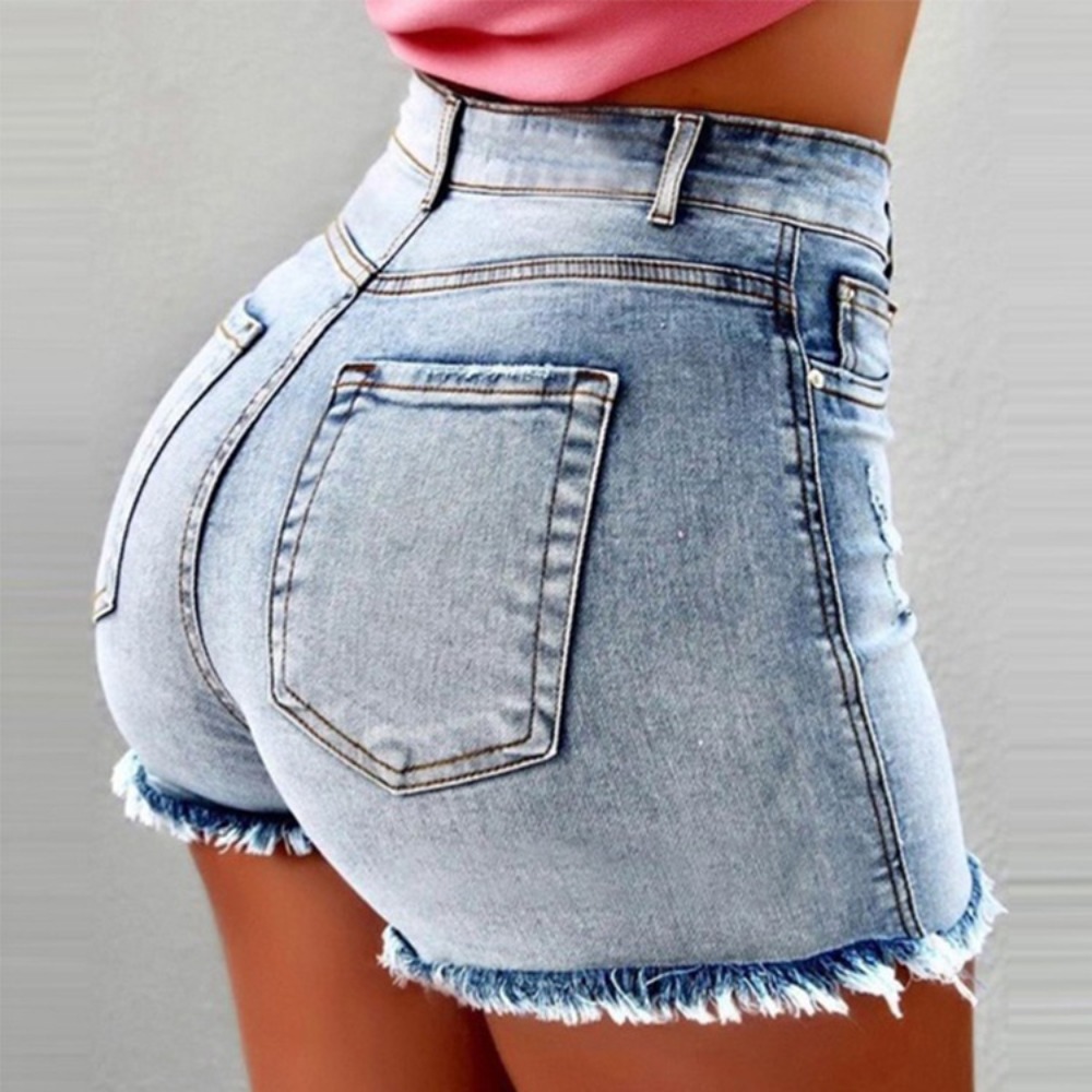 Shorts Denim Frayed - Shorts en jean déchirés taille haute