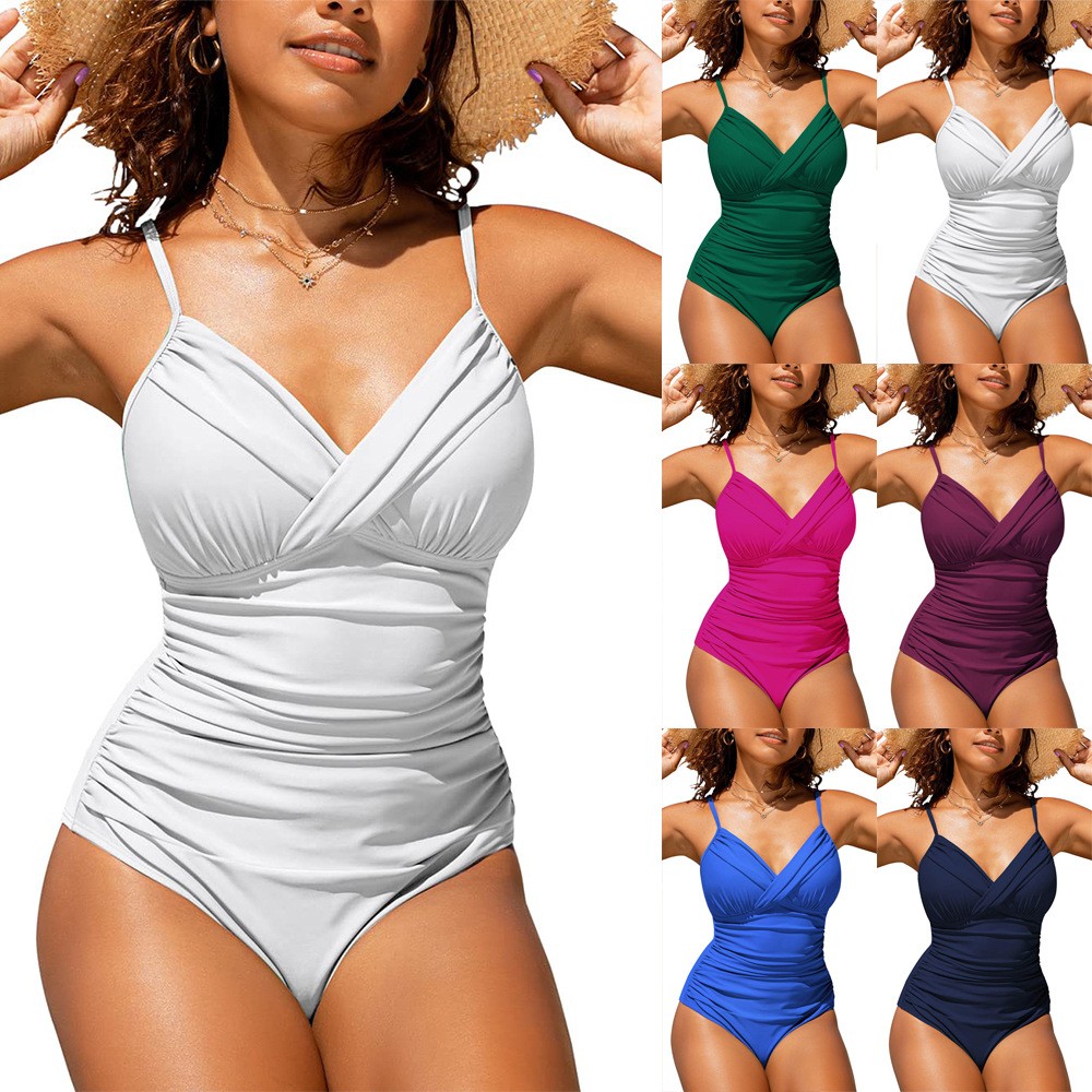 Swimsuit Bikini Ruched - Maillot de bain femme tankini uni