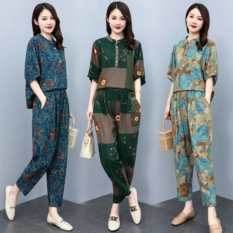 Linen Pant Wide - Ensemble d'été pour femme d'âge mûr