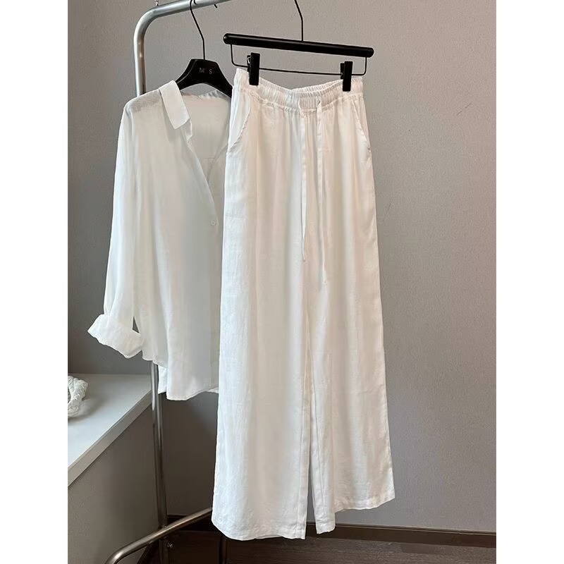 Linen Pant Wide - Ensemble chemise et pantalon large en