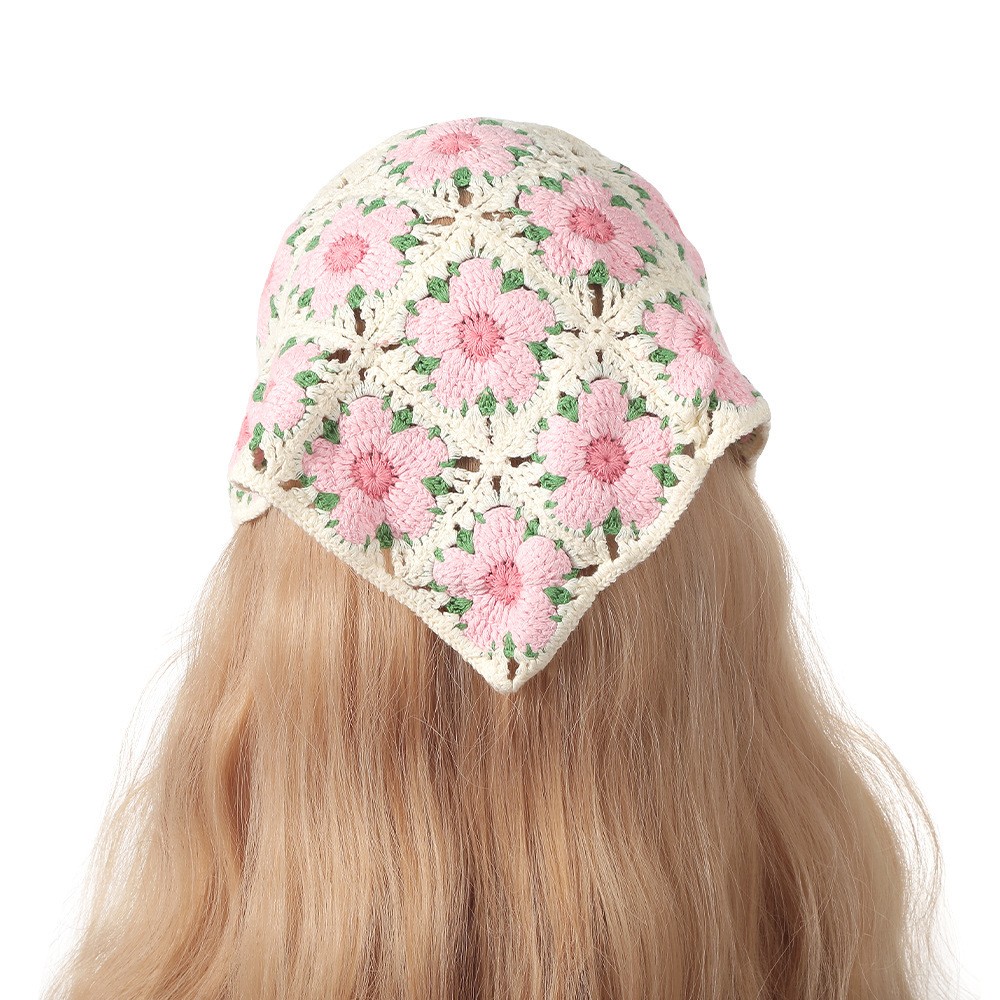 Headband Summer Knit - Vintage tissage tricot fleur Triangle foulard