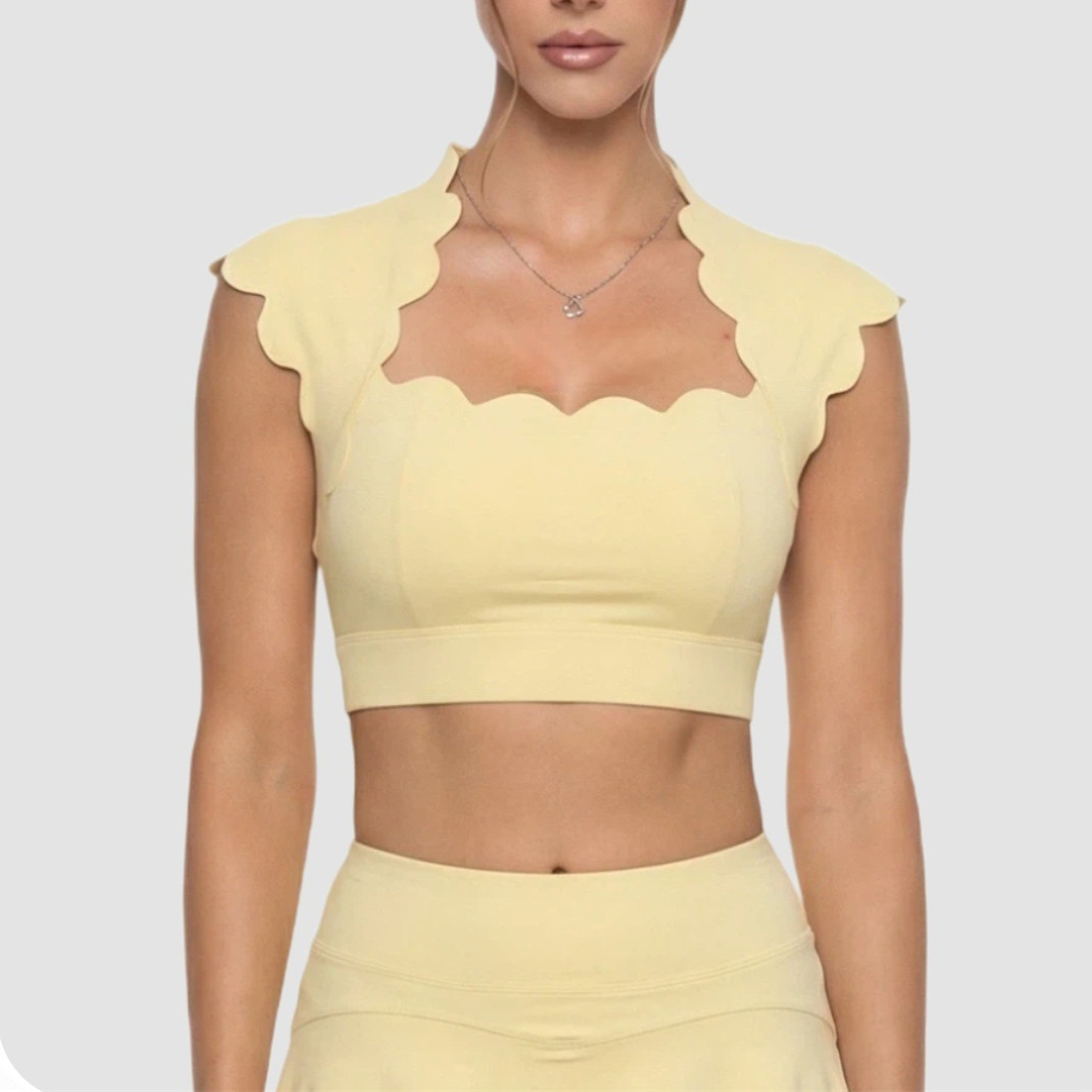 Crop Top Crochet - Débardeur de sport ondulé pour femme,