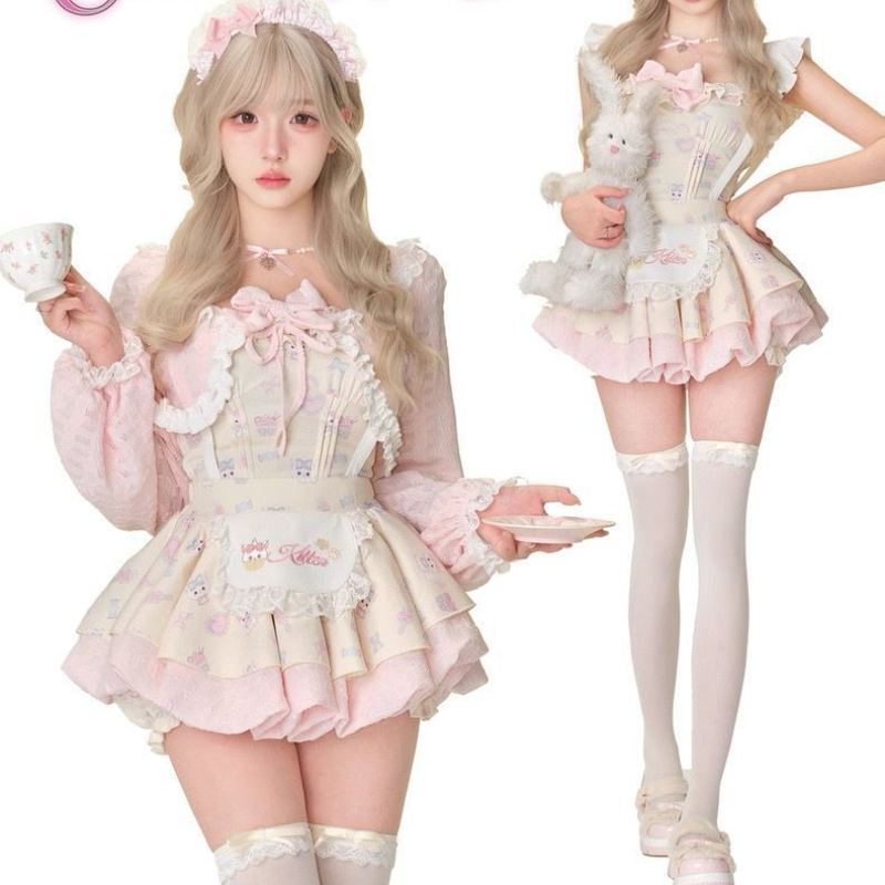 Ensemble 3 pièces Style Lolita - Crop Top Crochet avis et prix