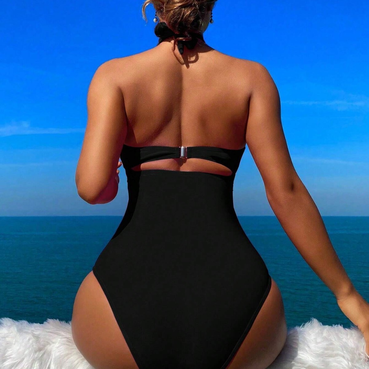 Maillot de bain femme noir uni - Swimsuit Bikini Ruched avis et prix