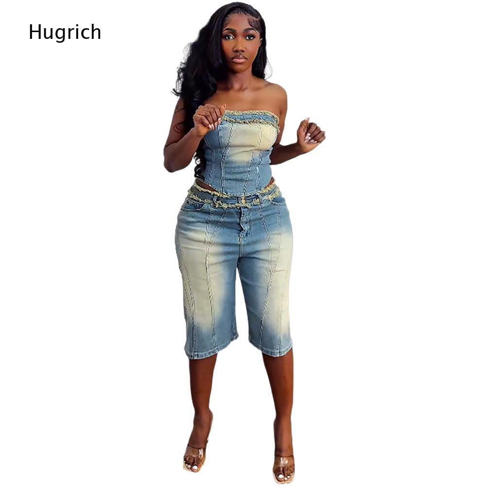 Ensemble crop top bustier déla - Shorts Denim Frayed avis et prix