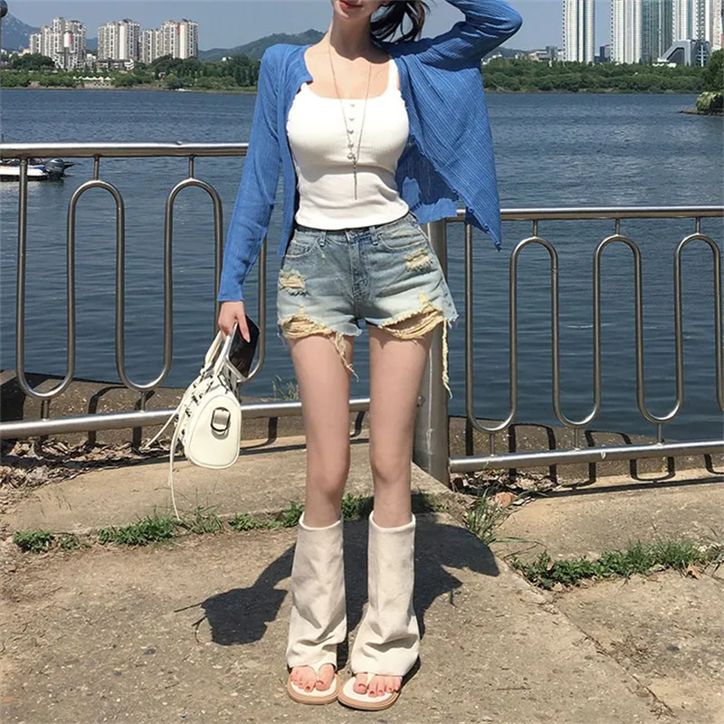 Shorts en jean délavé taille h - Shorts Denim Frayed avis et prix