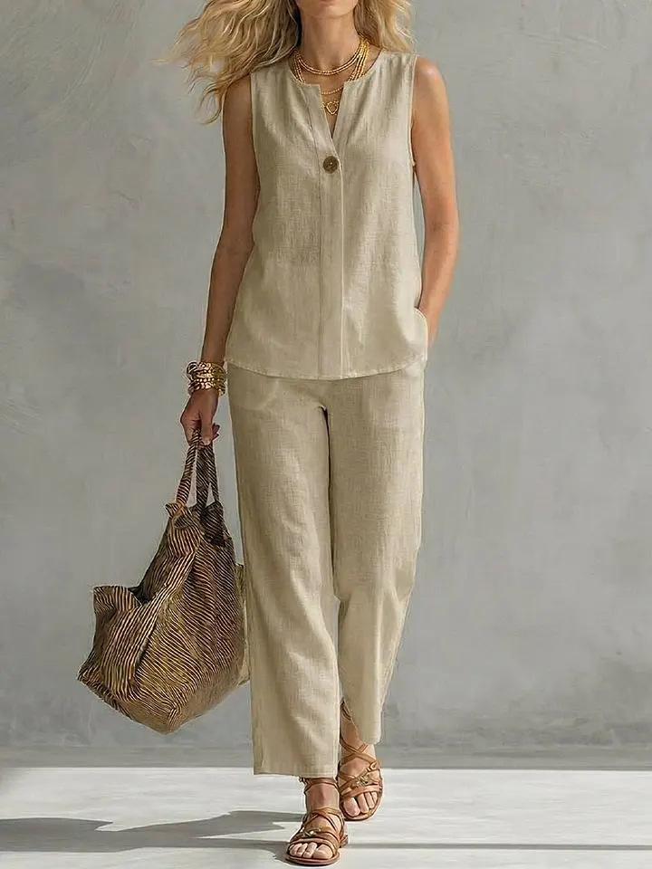Ensemble 2 pièces en lin sans  - Linen Pant Wide avis et prix