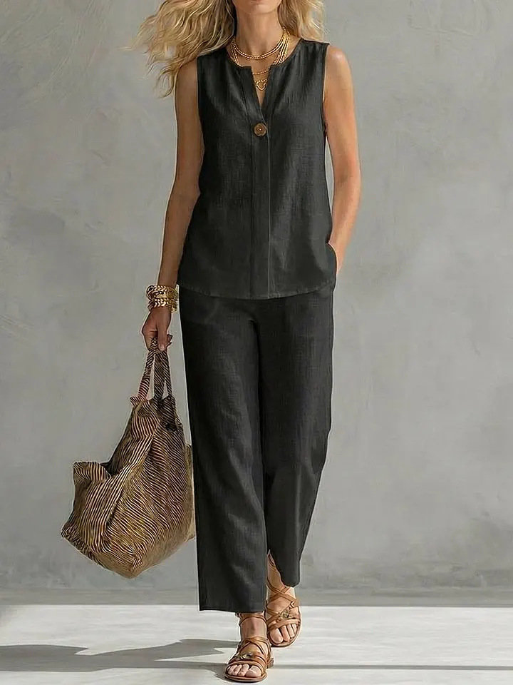 Ensemble 2 pièces en lin sans  - Linen Pant Wide avis et prix