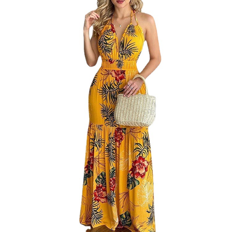 Robe longue florale dos nu élé - Maxi Dress Halter avis et prix