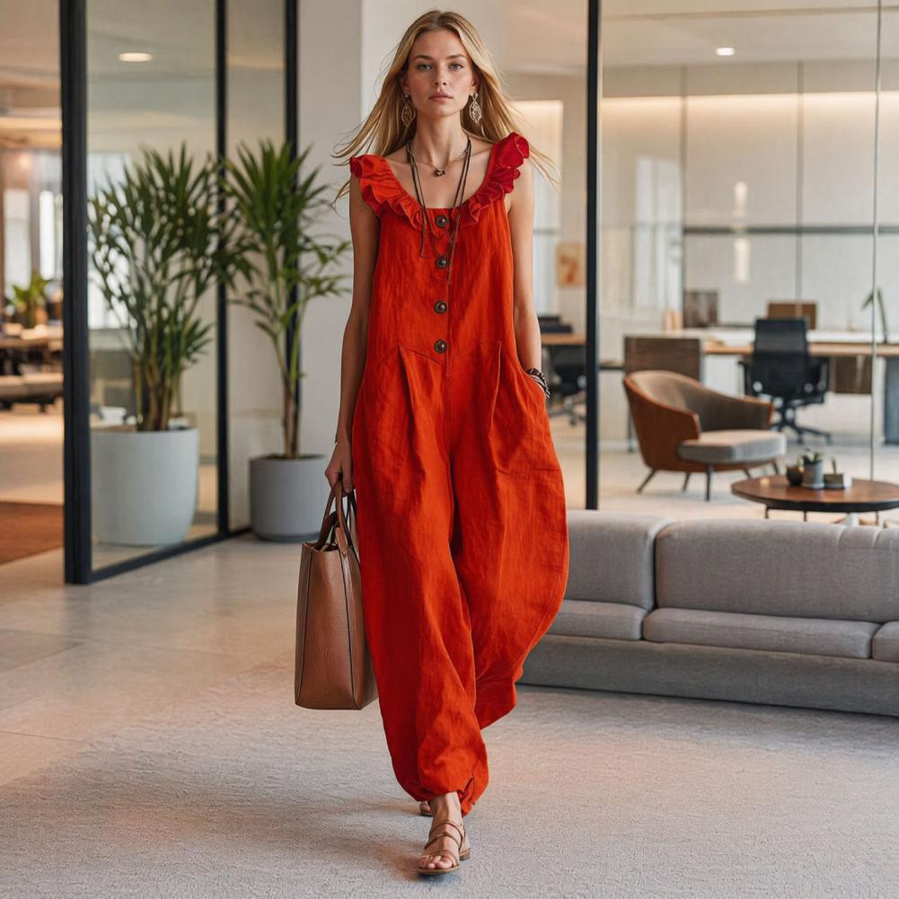 Combinaison décontractée pour  - Jumpsuit Linen Relaxed avis et prix