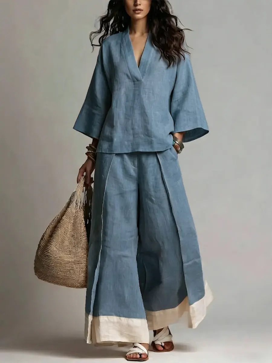 Ensemble d'été pour femme en c - Linen Pant Wide avis et prix