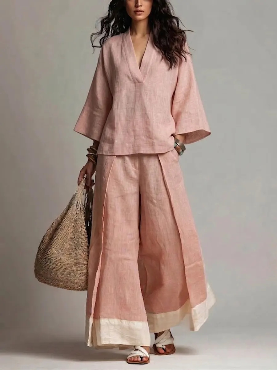 Ensemble d'été pour femme en c - Linen Pant Wide avis et prix