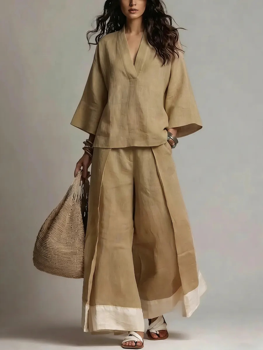 Ensemble d'été pour femme en c - Linen Pant Wide avis et prix