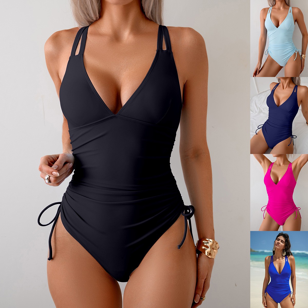 Maillot de bain une pièce noir - Swimsuit Bikini Ruched avis et prix