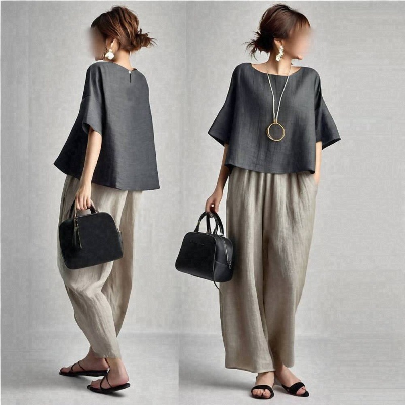 Ensemble deux pièces pour femm - Linen Pant Wide avis et prix