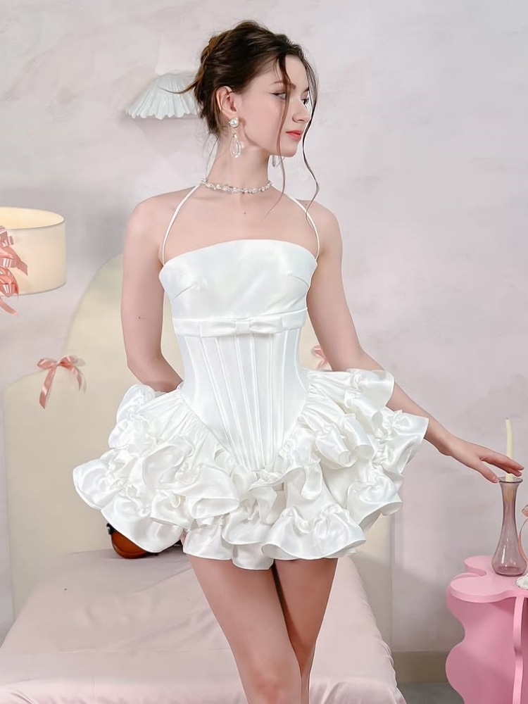 Robe trapèze à volants et shor - Maxi Dress Halter avis et prix